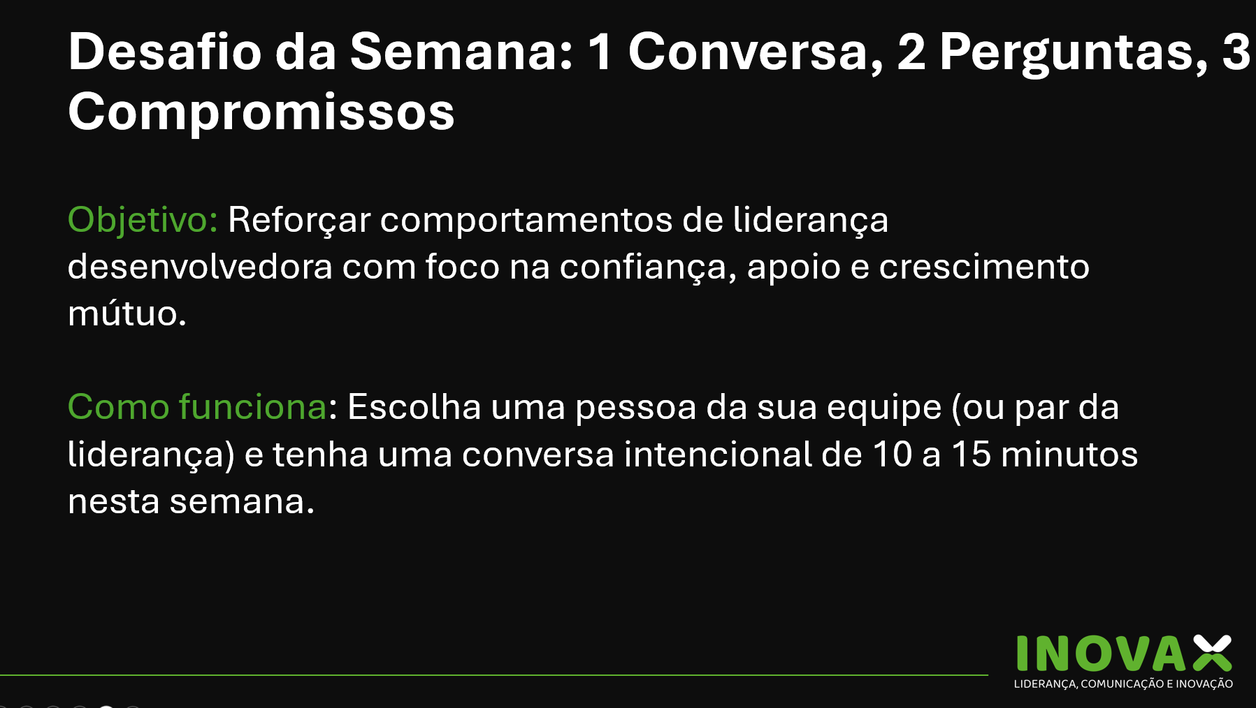 Desafio: 1 conversa, 2 perguntas, 3 compromissos